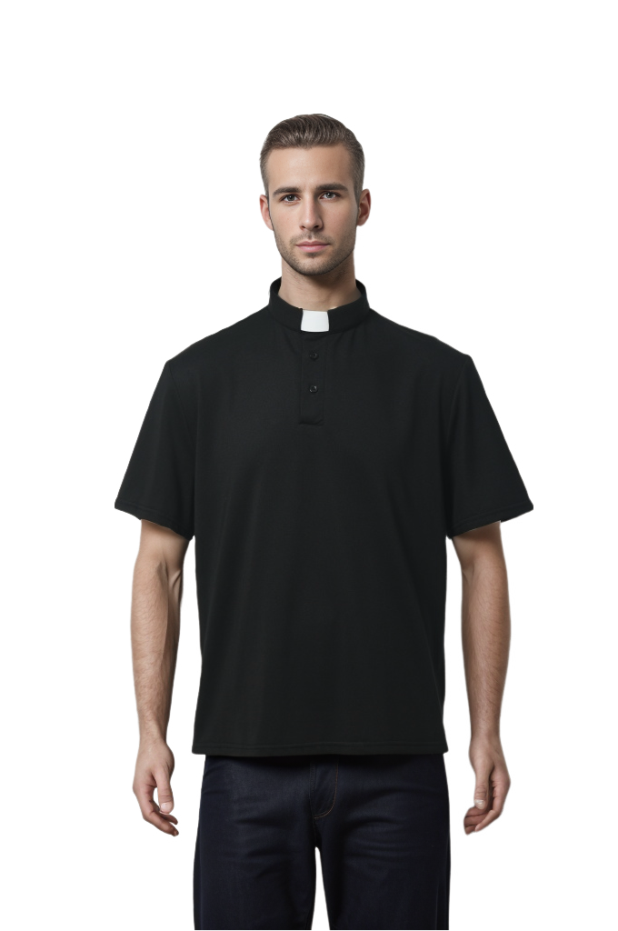 Polo con cuello clerical para hombre, manga corta, camisa para pastor, ministro y predicador miniatura 7