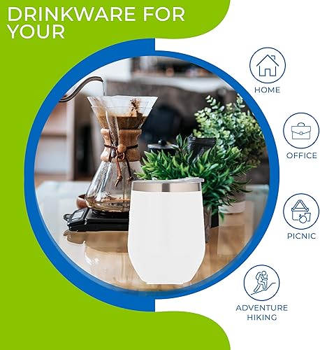 Miniatura 4 de ImpecGear Vaso de vino de cerámica con tapa, 12 onzas, vaso aislado al vacío de doble pared para bebidas frías y calientes, vaso ligero con tapa a