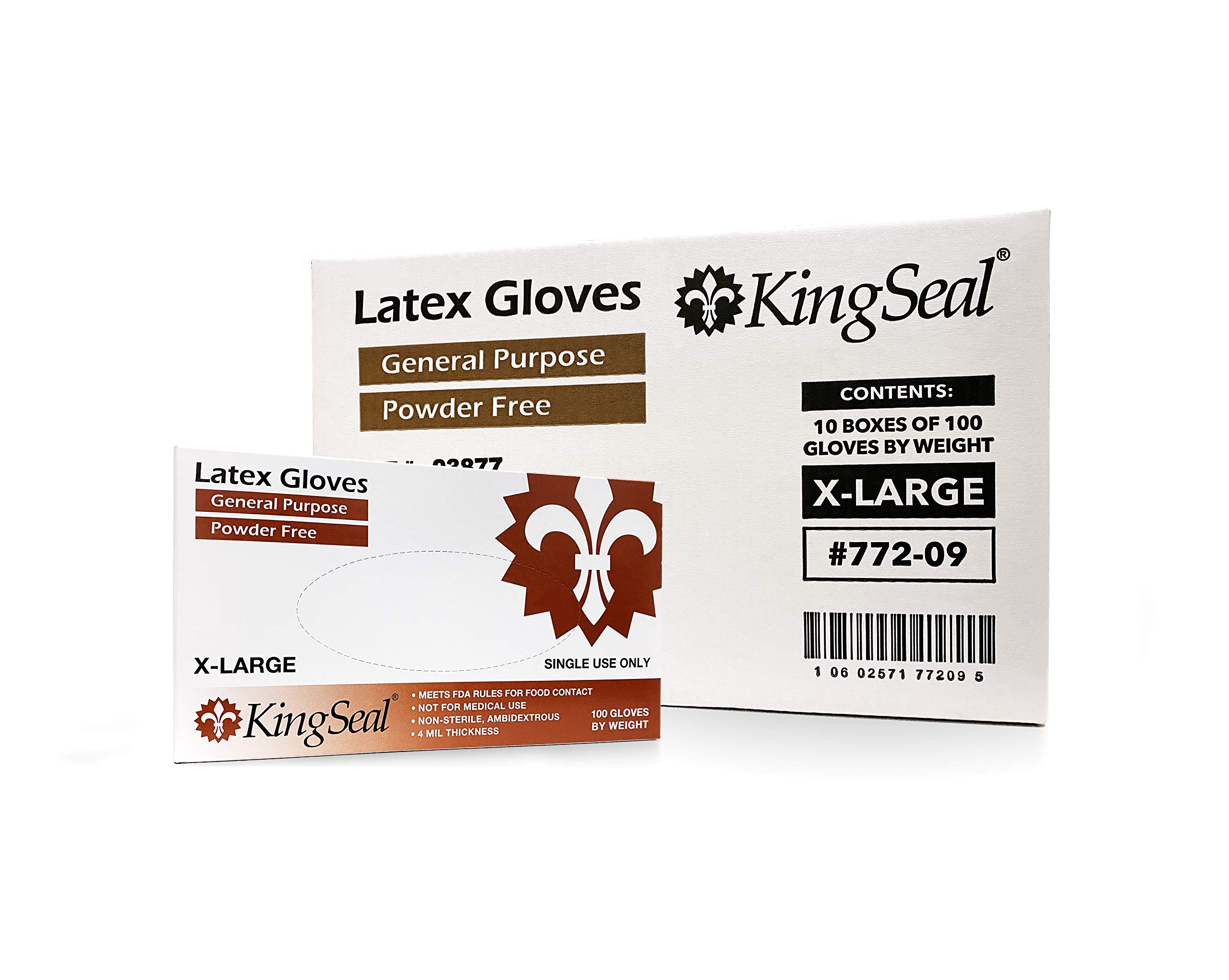 KingSeal Guanti multiuso in lattice, taglia XL, senza polvere, 4 mm