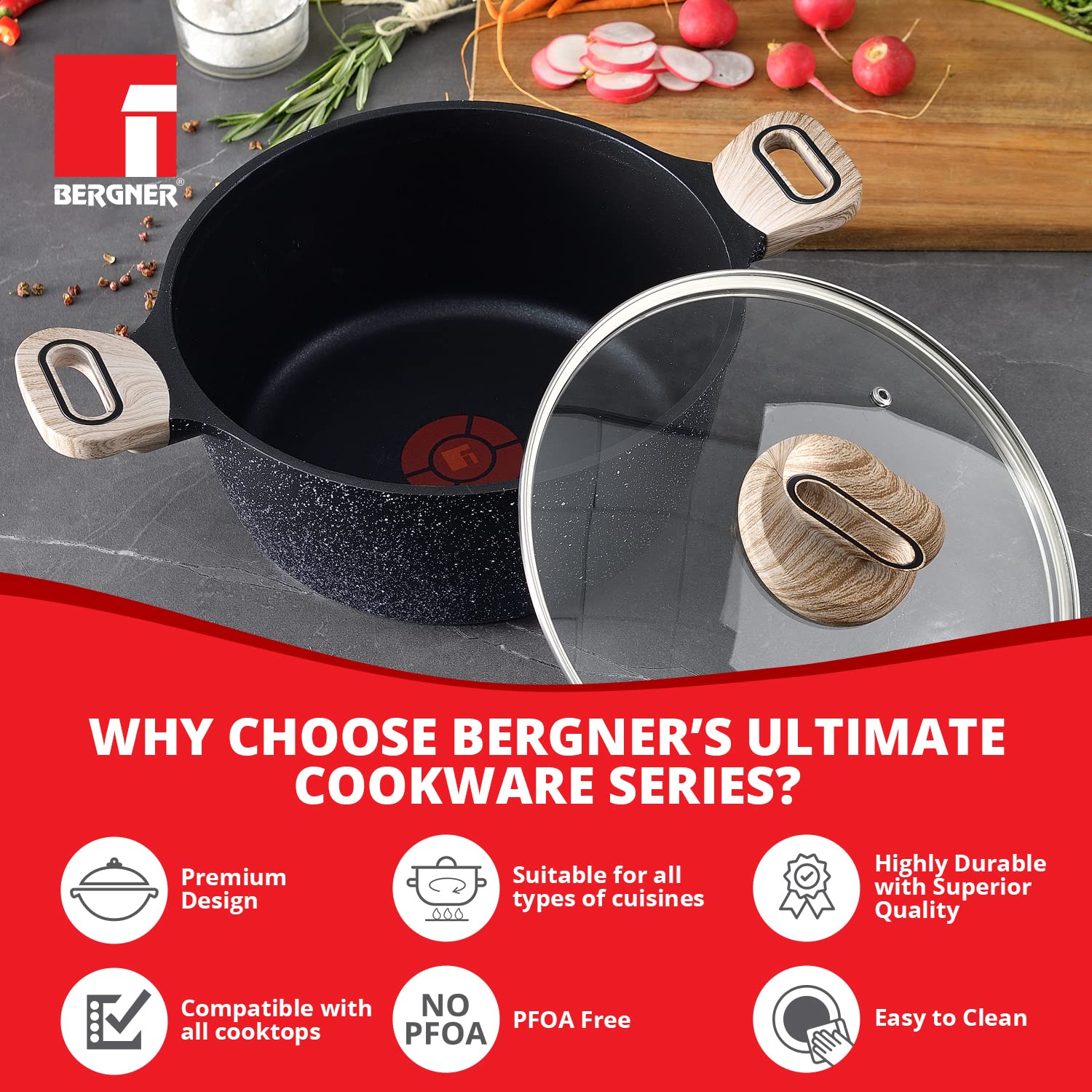 Bergner Ultimate Non-Stick Casserole Pot - 6L -9