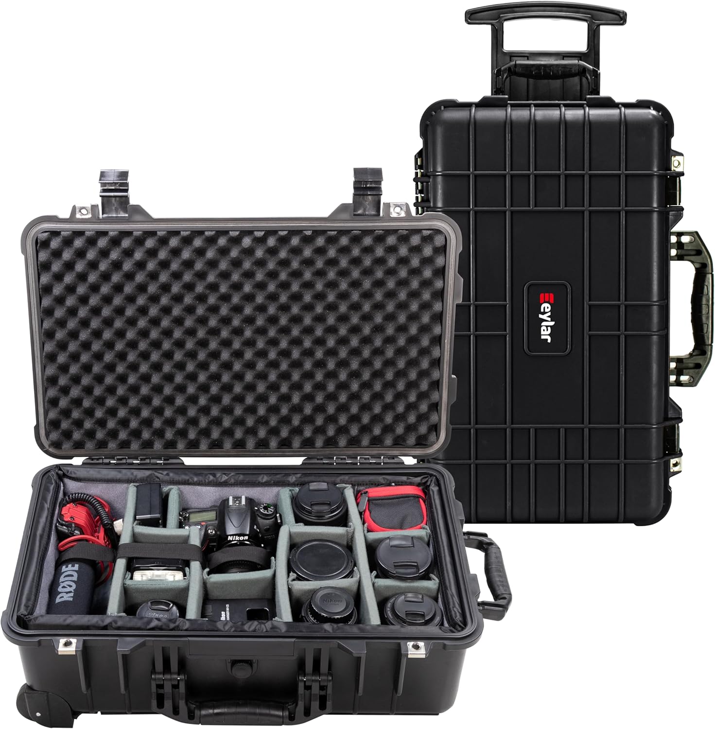 Eylar 22" Rolling Carry-On Travel Hard Camera Case with Adjustable Padded Divider, Waterproof, Shockproof For Equipment, Drones And Cameras, TSA Standard