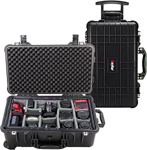 Eylar 22" Rolling Waterproof Hard Camera Case with Adjustable Padded Dividers