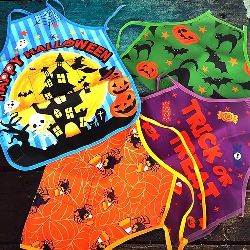 Miniatura 7 de 4 delantales de Halloween con bolsillos, delantal de cocina impermeable, delantal para hornear, accesorios de cocina de Halloween