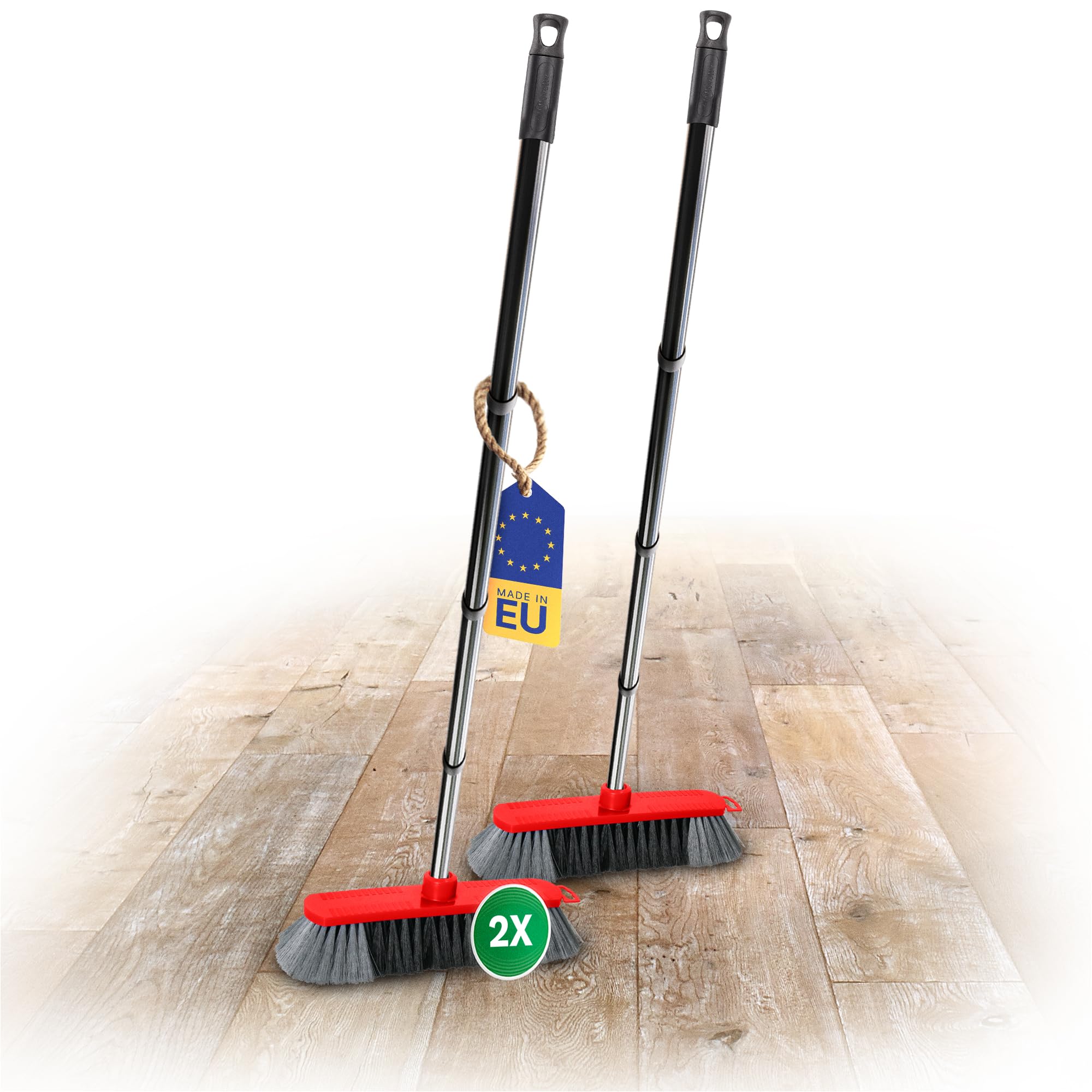 Novaliv 2er Set Kunststoff Zimmerbesen 30 cm FEINE KUNSTBORSTEN Kehrbesen Rot Saalbesen mit Stiel Steckstiel stabil Saalbesen mit Gewinde für 22mm Besenstiele Spinnwebenbesen Zimmerbesen Magic Broom