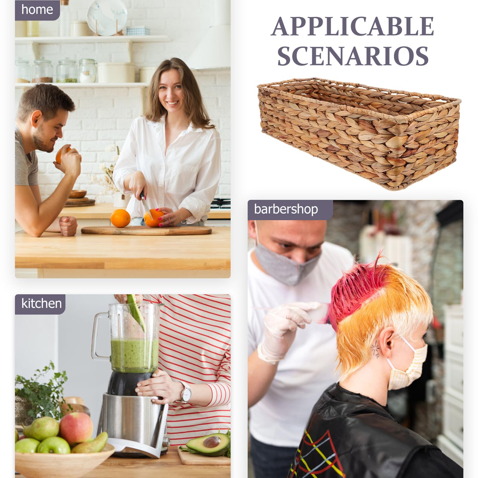 OUNONA Cestino Intrecciato in Giacinto da Tavolo Piccolo, Organizzatore Portaoggetti Rustico per Snack e Articoli Vari, Contenitore Decorativo Multifunzionale per Casa e Ufficio
