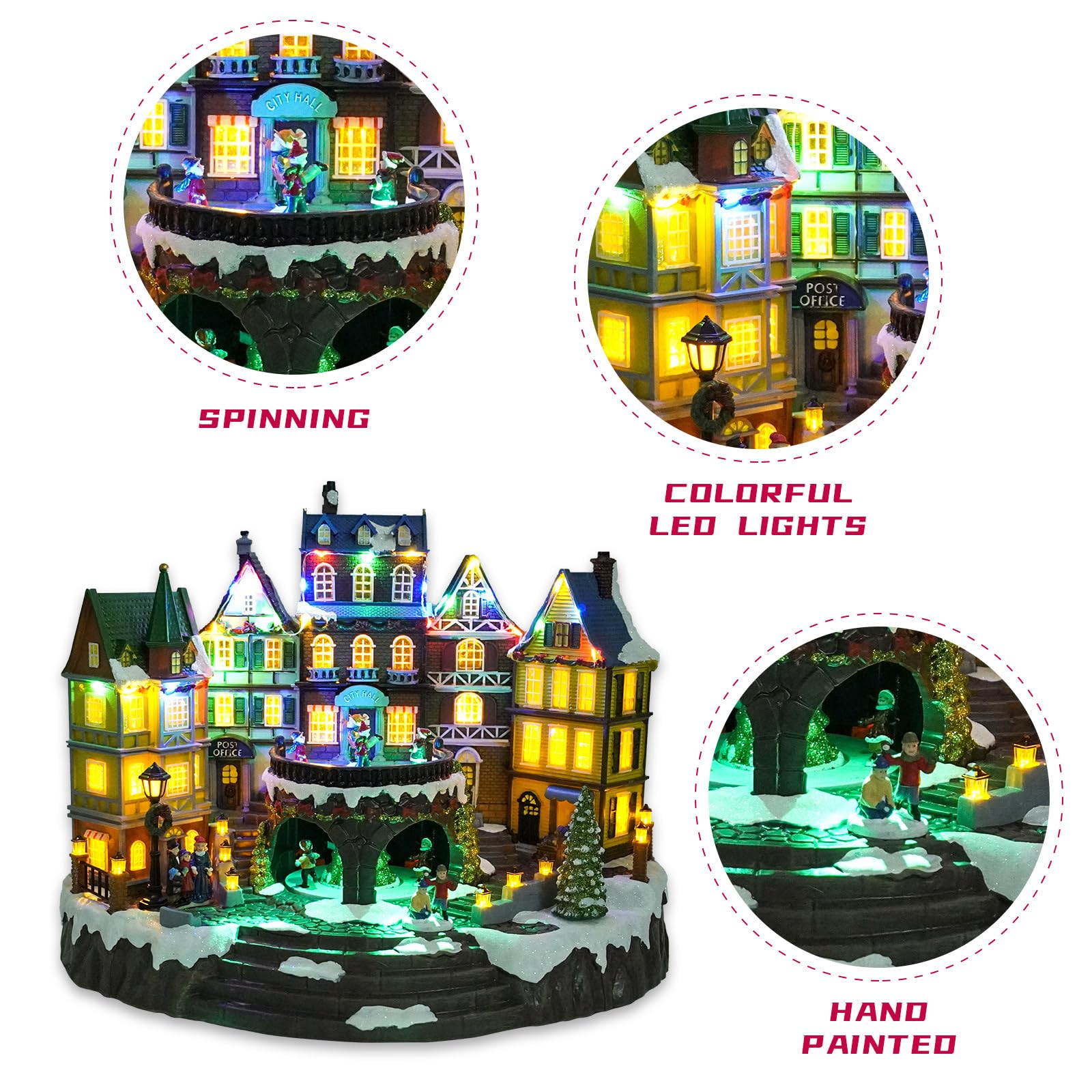 Décoration de maison de village de Noël avec lumières LED et musique, crée une atmosphère festive pour la décoration de la maison et les cadeaux