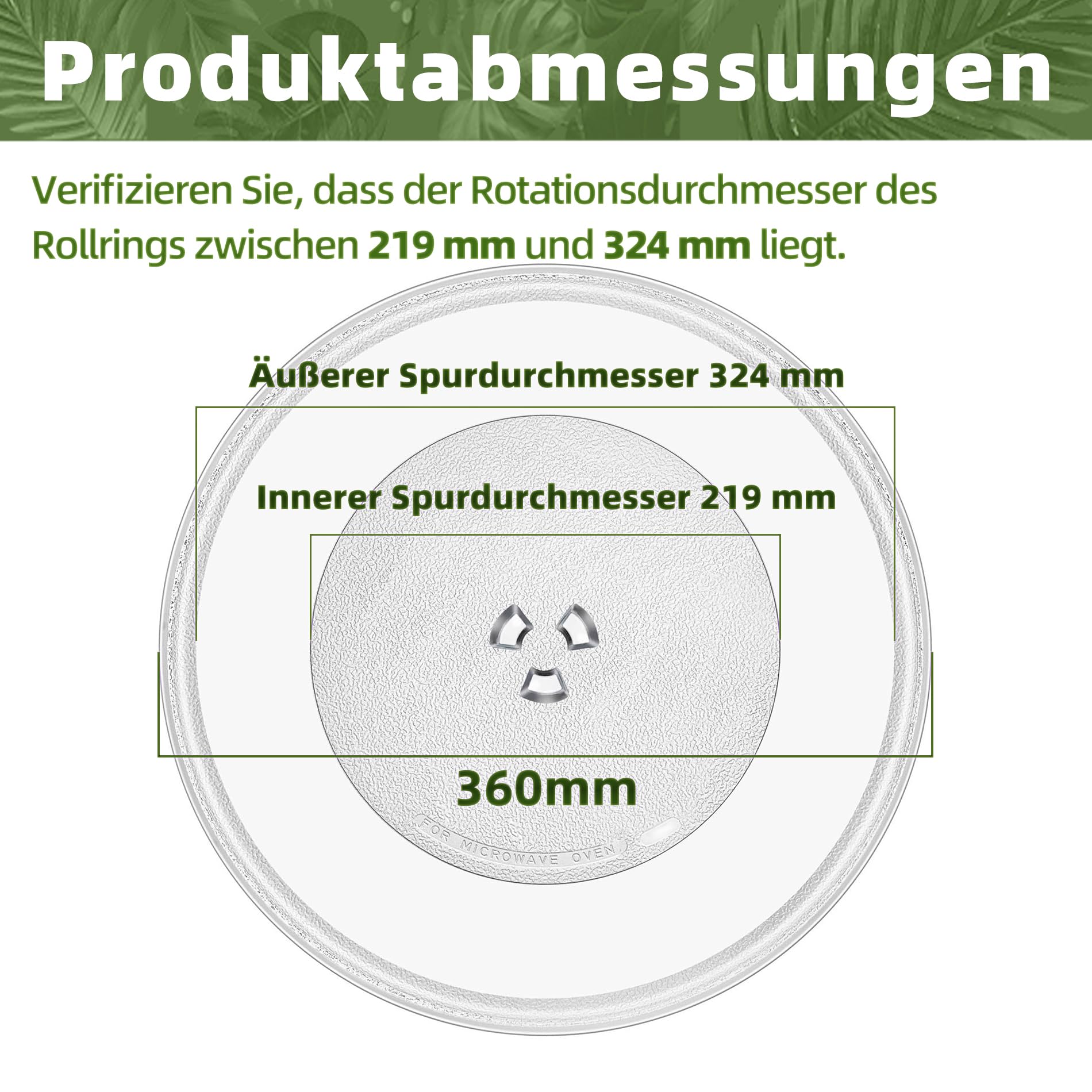 36 cm Mikrowellen Glas Platte für LG Mikrowellen Platte MJS47373304, 360 mm Ersatz Mikrowellen Glas Platte Kompatibel mit Frigidaire A13804901