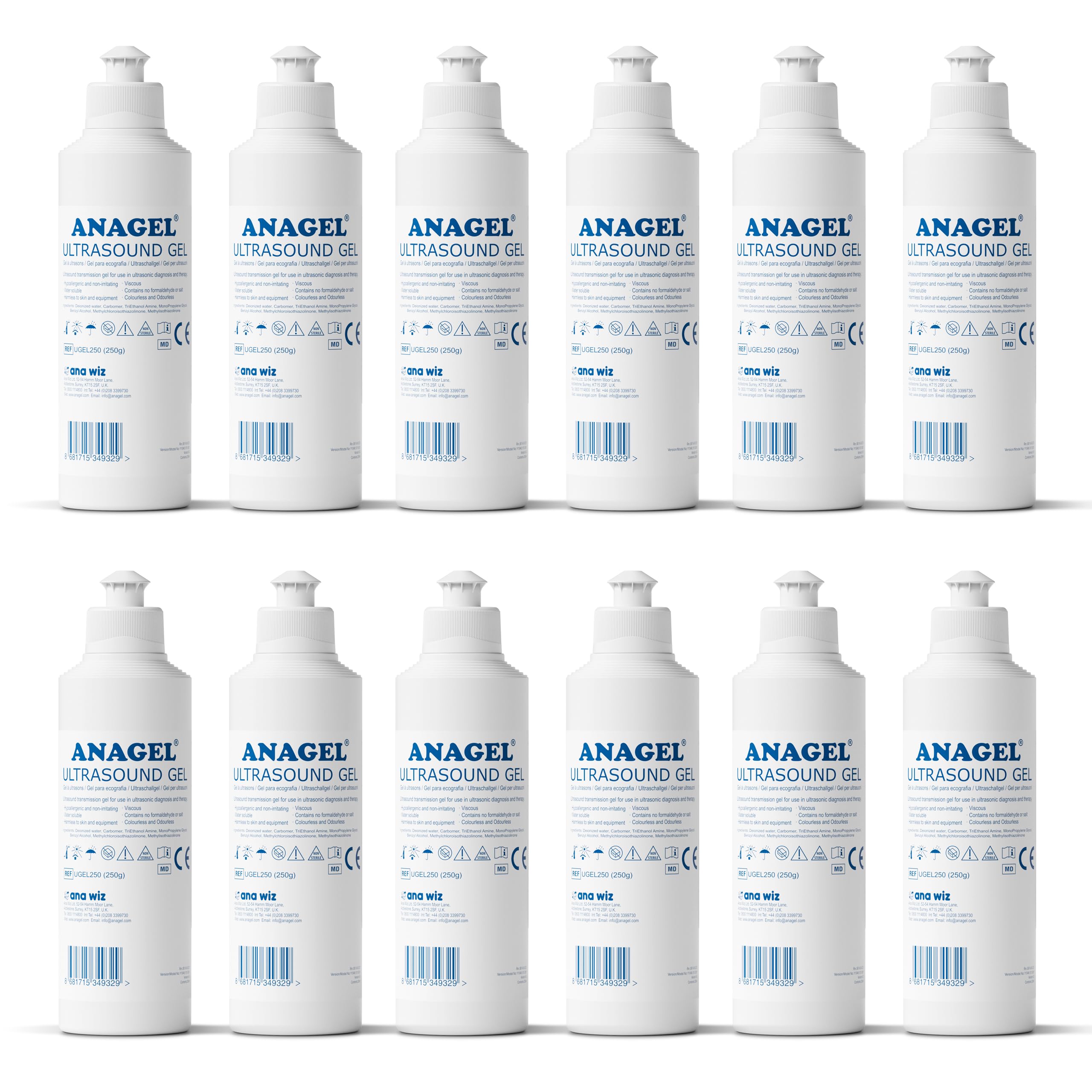 Anagel Ultrasound Gel 250ml Box of 12