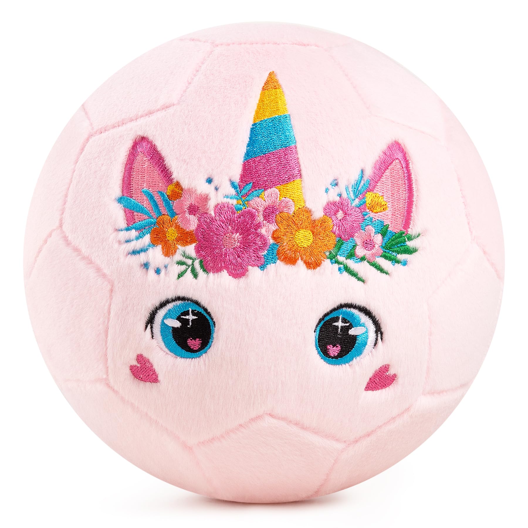 U&C Planet Soft Plush Size 3 Football for Kids 1-6 Years, Unicorn Design with Hand Pump, Quiet Toddler Football Toy