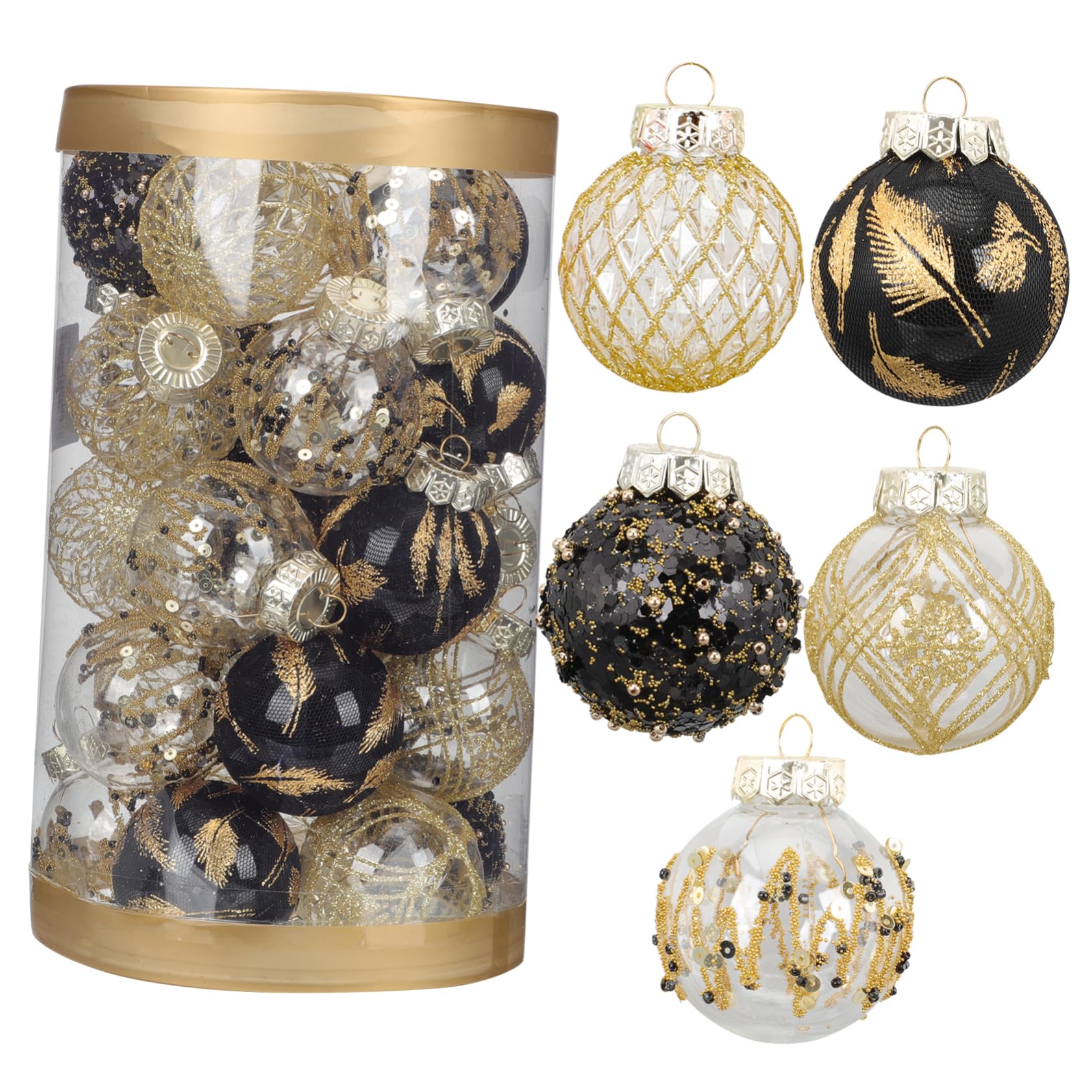 Boules de Noël noires plastique incassable pour éviter les bris