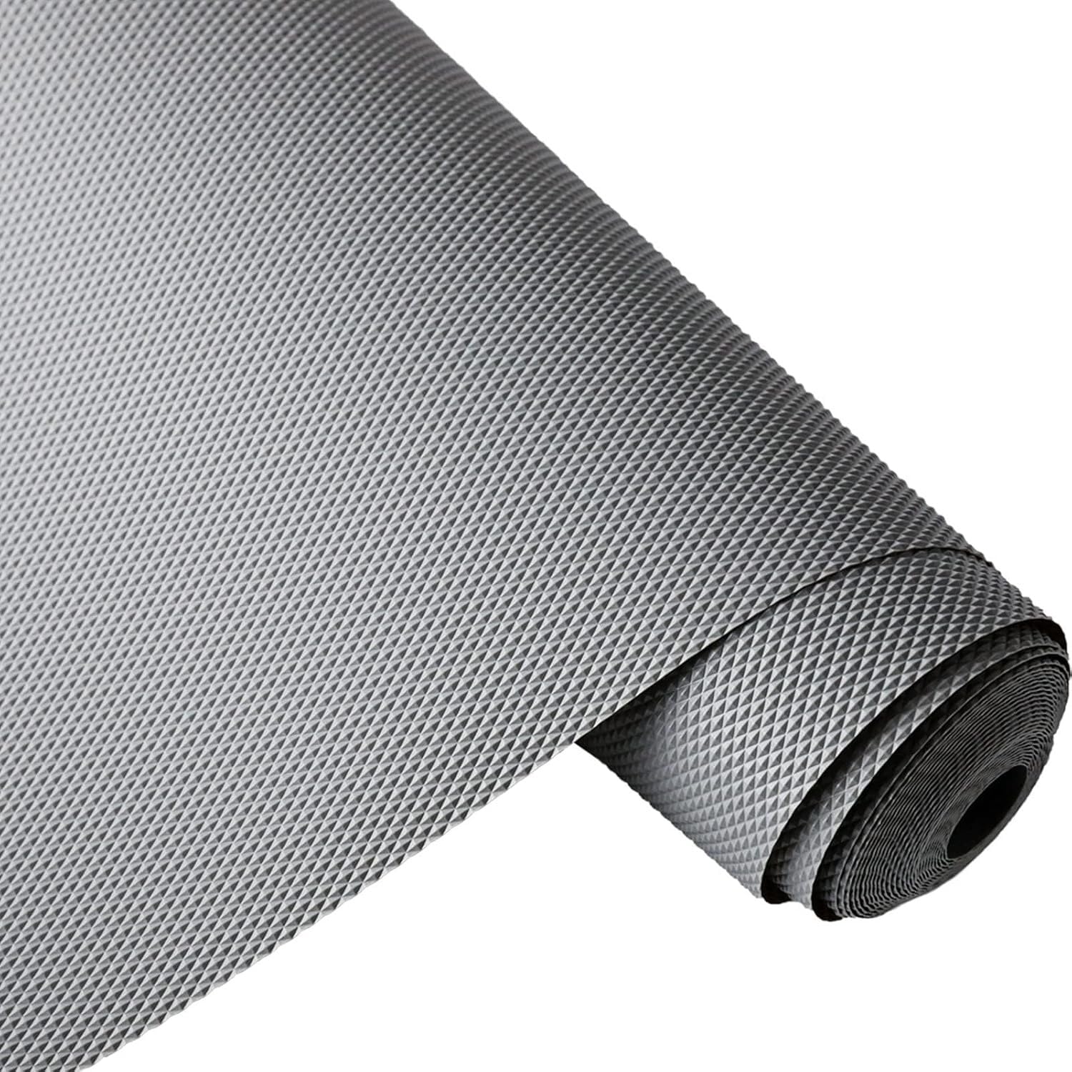 Bloss 12x177 Inch Shelf Liner, Non Adhesive Kitchen Cabinet Liners, Washable Refrigerator Liners with Waterproof Fridge Liner Drawer Mat for Cupboard, Pantry Shelves, Bathroom - Grey