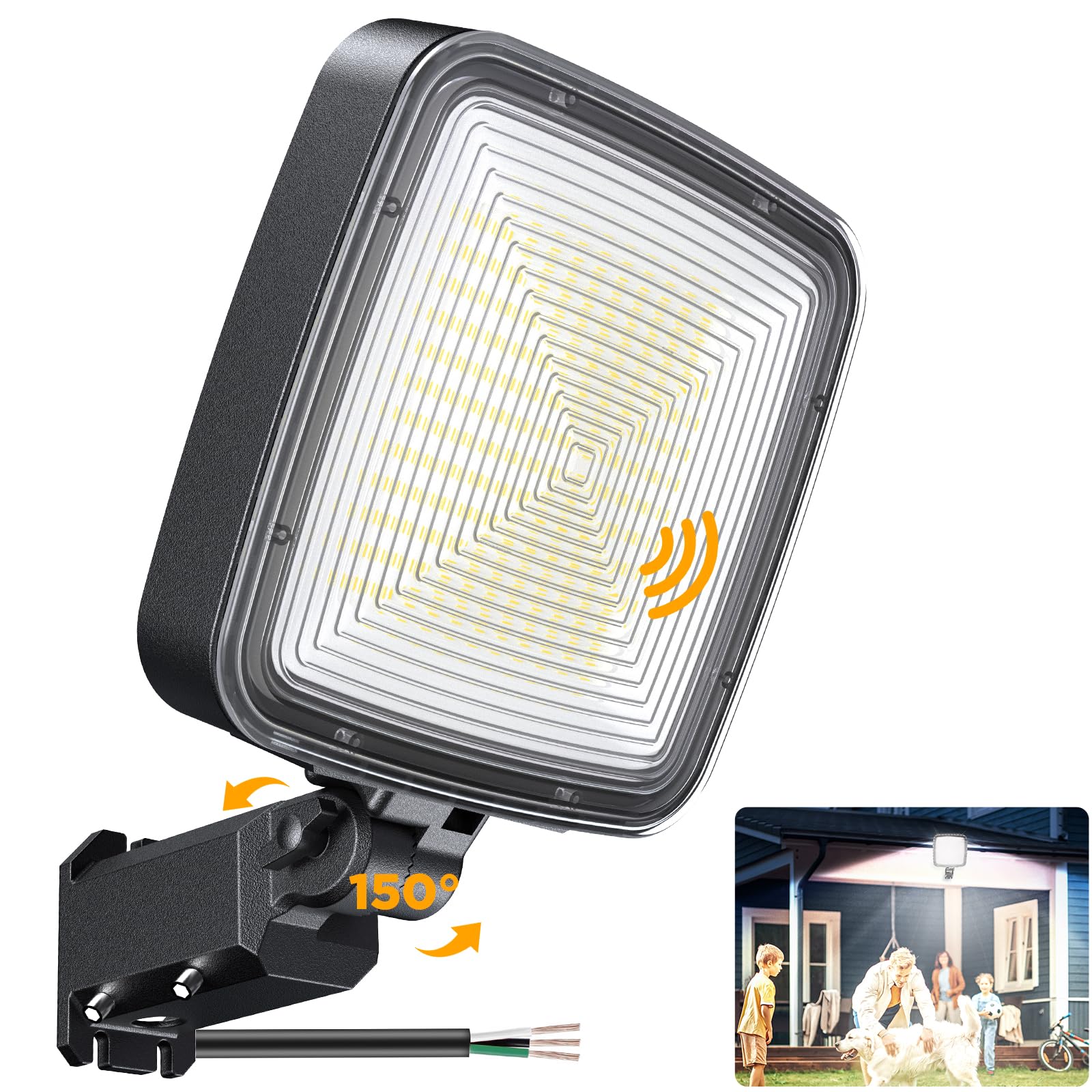 150W Dusk to Dawn Outdoor LED Parking Lot Light, IP66 Waterproof with Photocell Sensor