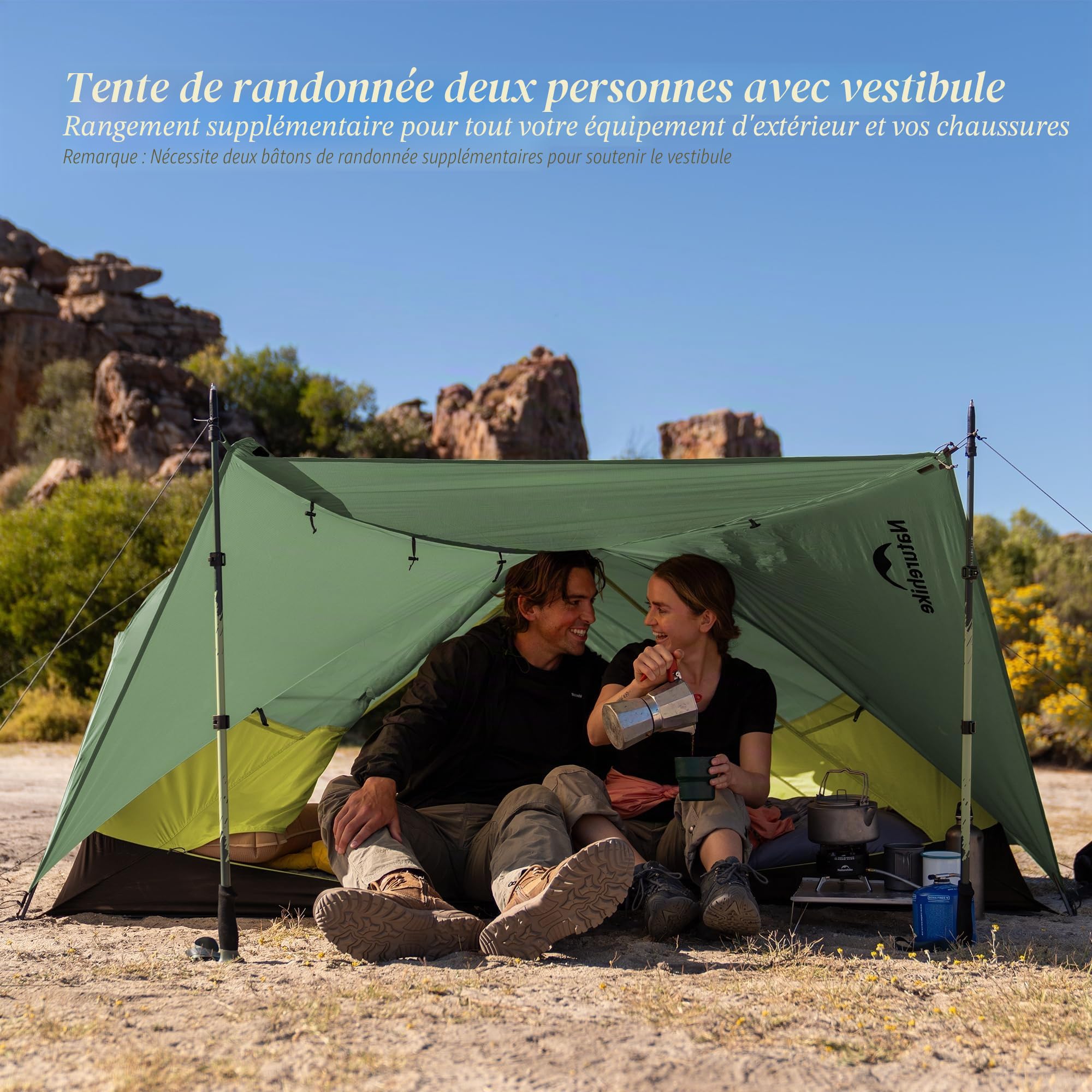 Naturehike Mongar Base Tente de camping 2 à 3 personnes ultra légère étanche pour l'extérieur, le trekking, la randonnée