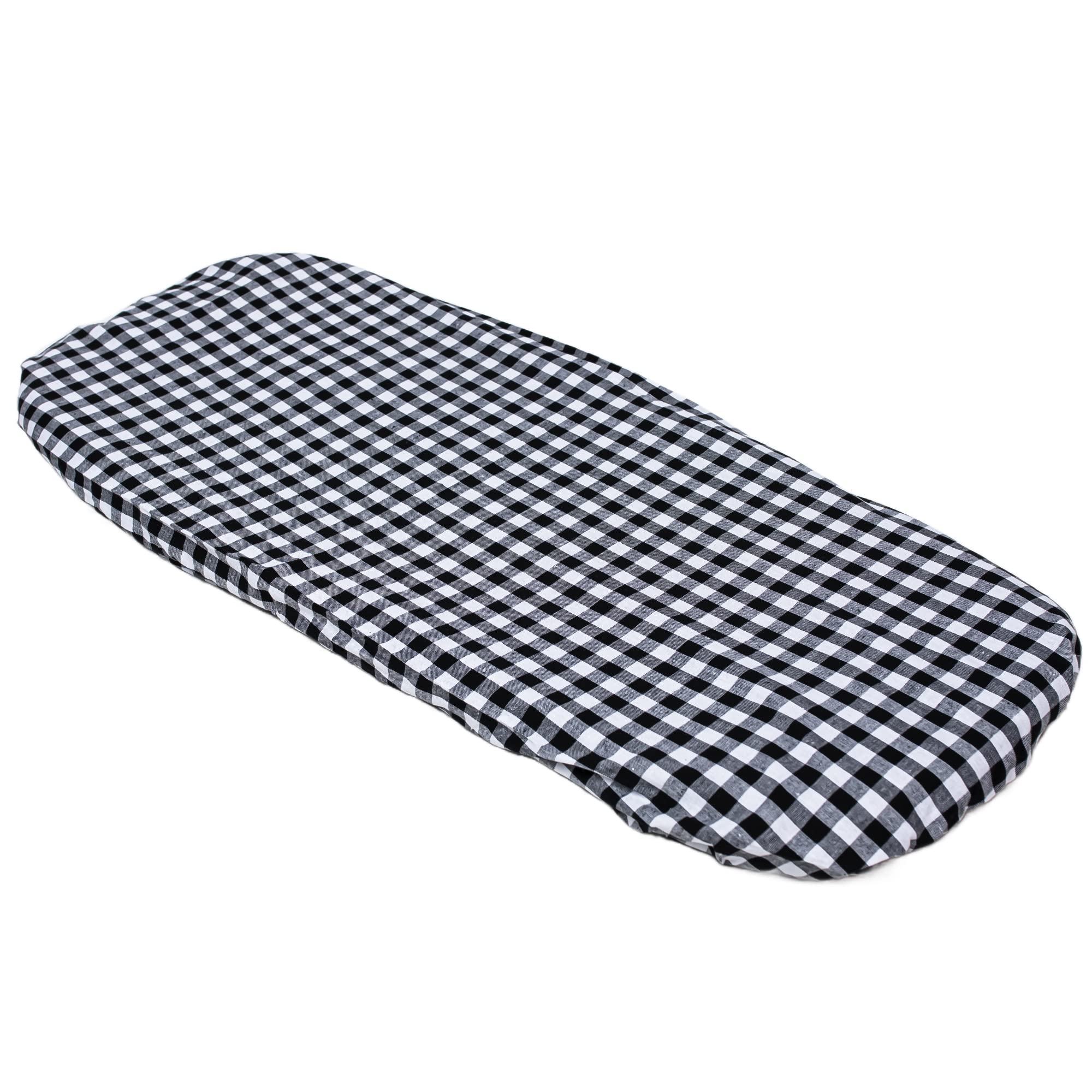 Cubre capazo con Volante o Funda para capazo Vuelto A Medida Acolchada + Sábana Bajera Vichy (Vichy Negro)