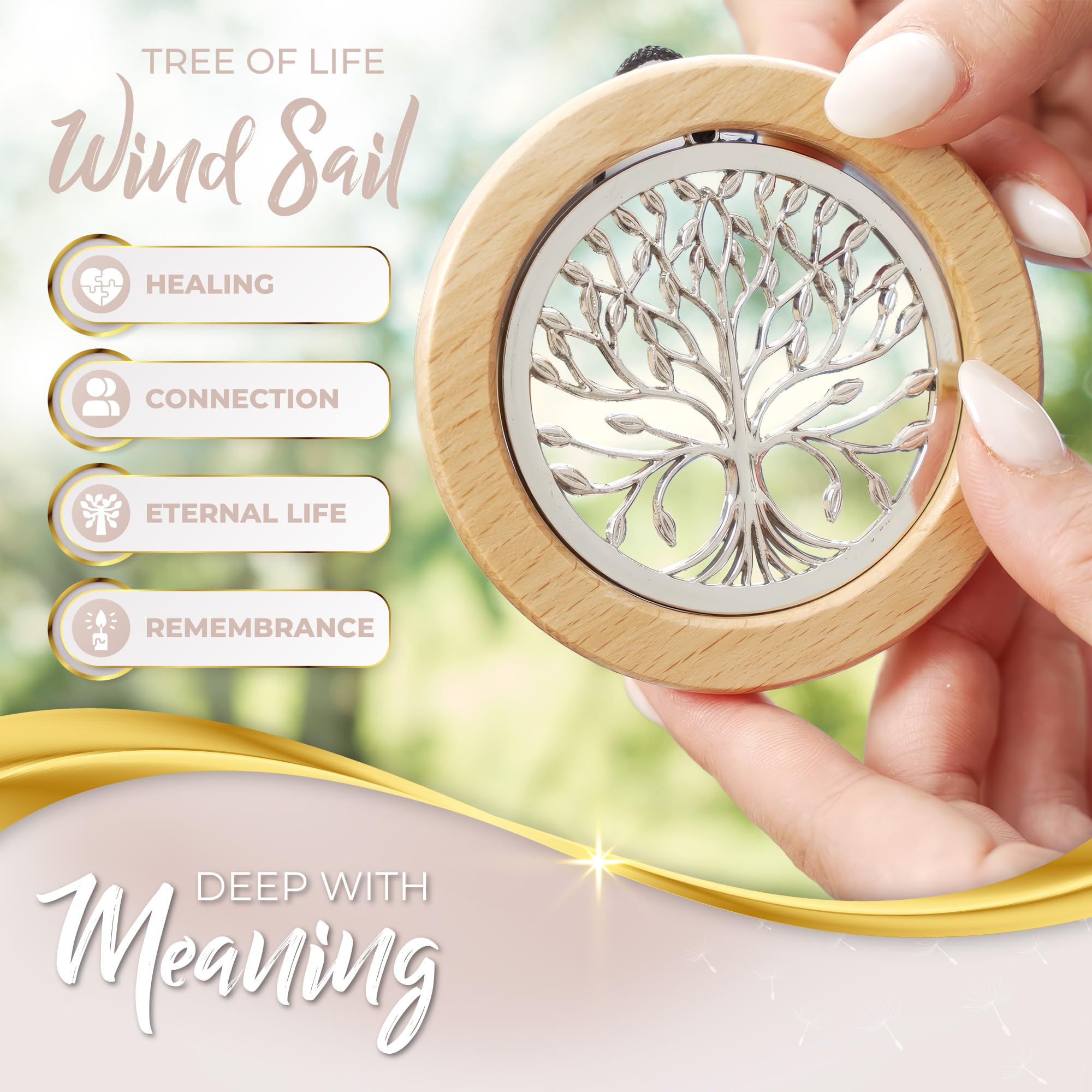 Tree of Life Memorial Wind Chimes for Loss of Loved One - Beautifully Packaged Memory Tree Windchimes in Memory of a Loved One - Sympathy Wind Chimes with Sympathy Card & Floral Keepsake (32" Size) 3