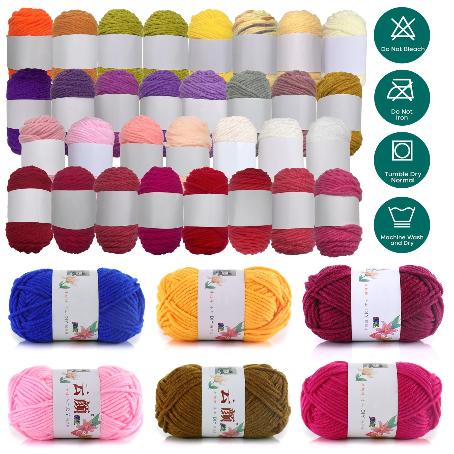 60 Colore Cotone per Uncinetto Filo Filato Crochet Yarn, 60 x 15g Filato Acrilica Lana di Cotone Colorata per Uncinetto Maglieria Crochet Artigianato Fai da Te