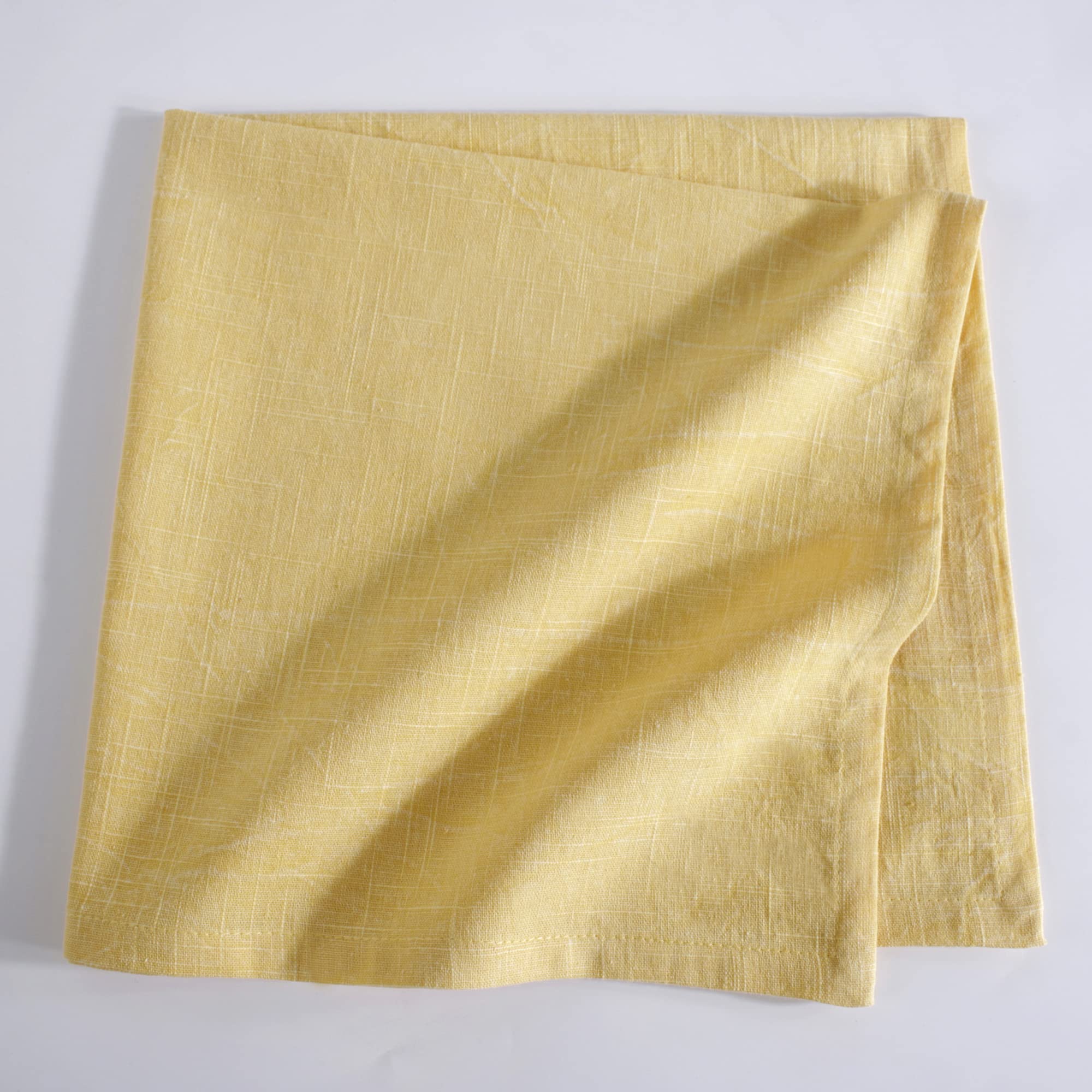 FINGERCRAFT Cloth Napkins Stone Wash Fabric with Rustic Look Premium 100% Cotton Dinner Napkins 20x20 Inch Set of Pieces Prewashed for Enhanced Absorbency Perfect for Everyday (Yellow)