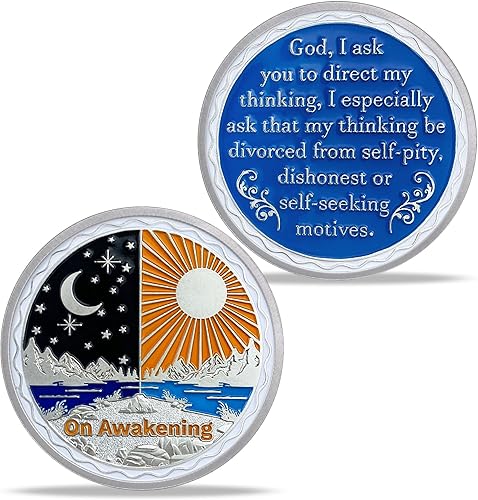 Miniatura 10 de Moneda de sobriedad del océano arcoíris  Moneda AA Serenity  Medallón de chip AA HA con cita inspiradora  Narcóticos alcohólicos anónimos regalos