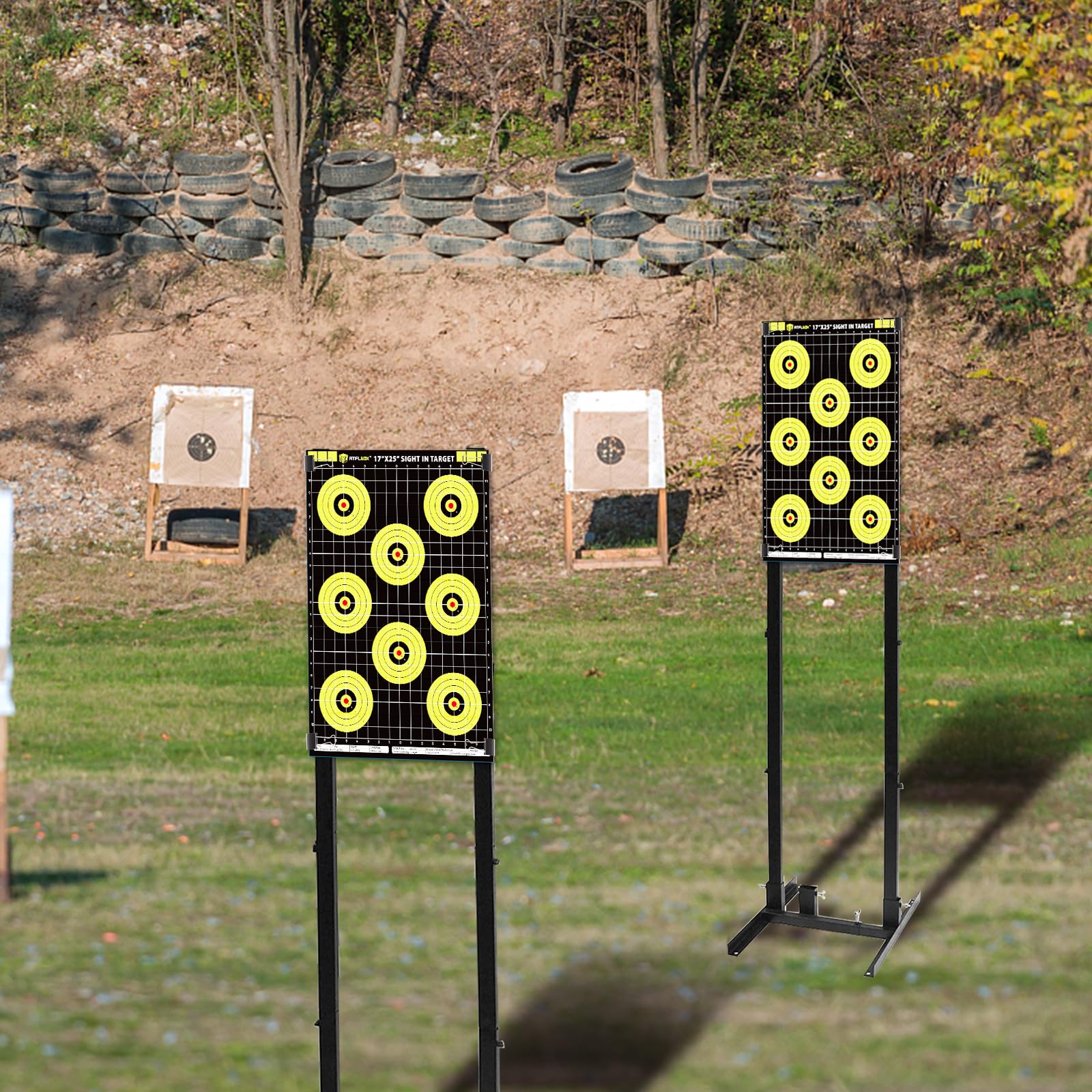 25/50 Feuilles de Cibles de Tir en Papier 43 x 63.5 CM Cibles Vertes Bullseye pour Les Tireurs à Distance pour Le Tir au Pistolet