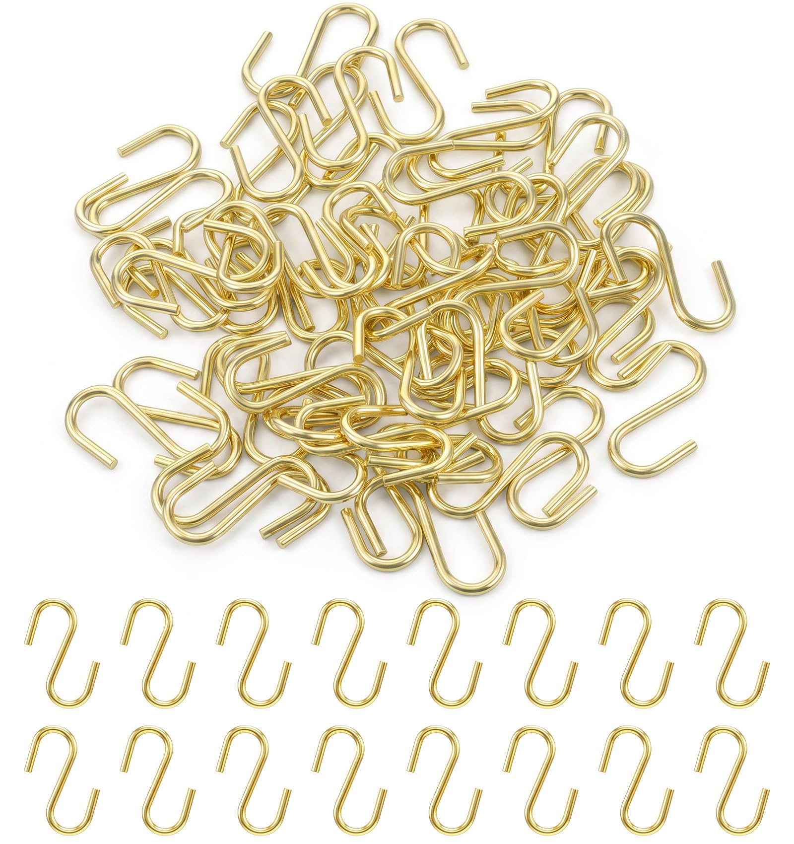 60 Pcs Small Gold S Hooks, 1 Inch Metal Mini S Hooks for Hanging Jewelry
