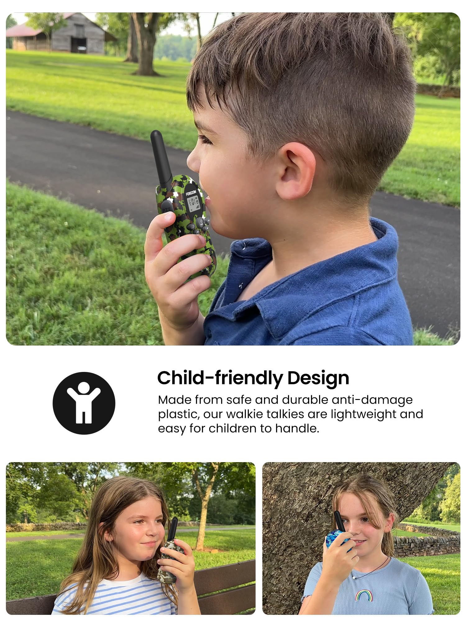 FOREDOM Walkie Talkies for Kids Walkie Talkies Long Range for Boys & Girls Age 3 to 12 Year Old Birthday Cool Army Toys - 3 Pack - Image 2