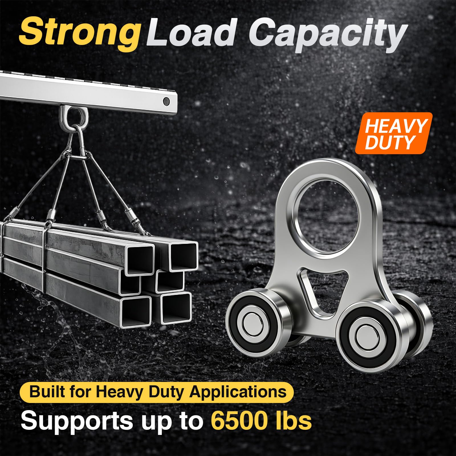 4-Wheel Silent Trolley Rollers, Four Bearing Trolleys Compatible with 1-5/8'' Wide * 1-5/8'' High Strut Channel Trolley Track, 4 PCS — Amazon image 6