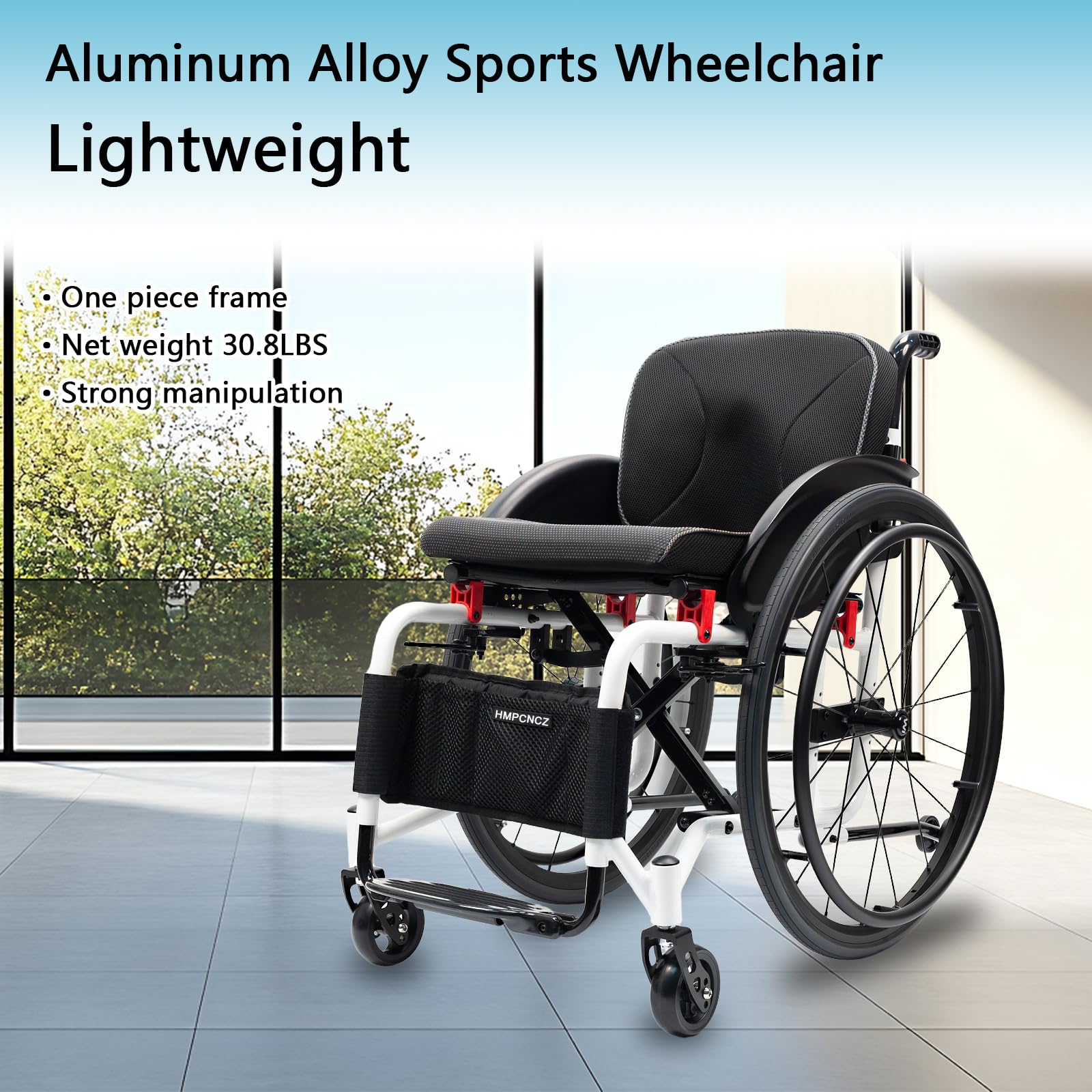 Silla De Ruedas De Transporte Plegable Liviano Para Adultos, Silla De Silla De Silla De Deportes Portátiles, Silla Manual Autopropulsada Con Anti-tipper, Material De Aleación De Aluminio(38cm/15in,whi