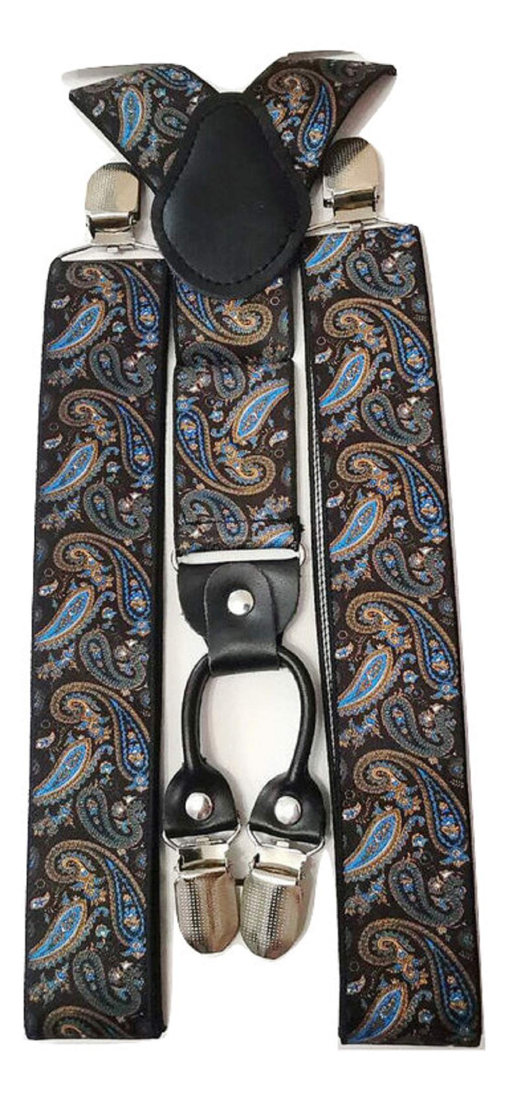 L&L® Standard Durable Mens Ladies Braces Suspender Elastic 3.5cm Wide Paisley (Light Paisley)