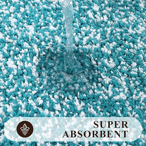 Miniatura 4 de Pauwer Juego de baño, alfombras de baño antideslizantes, alfombras de ducha absorbentes para suelo de baño, bañera y ducha, color azul aguamarina