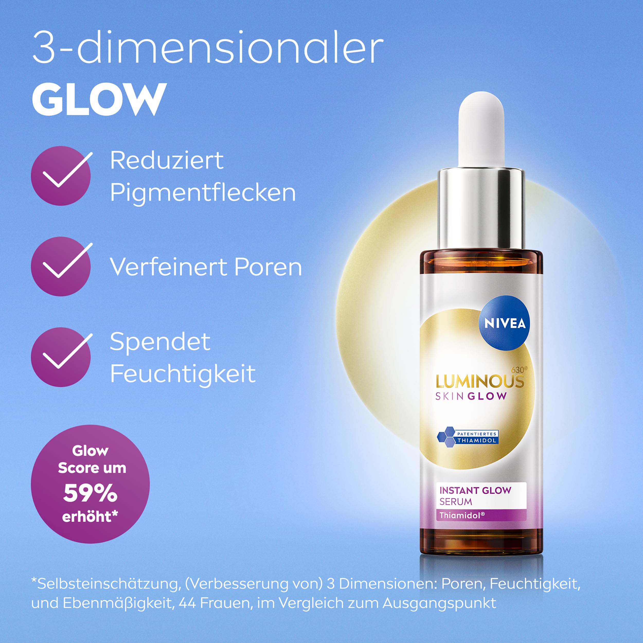 NIVEA Luminous630 Skin Glow Set, Gesichtspflege Set mit Feuchtigkeitsserum (1 × 30 ml & 1 × 15 ml) und Liquid Refiner (100 ml), Gesichtsserum und AHA Peeling für strahlende Haut