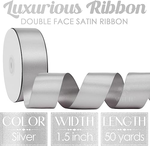 Vista 958 de MEEDEE Orange Satin Ribbon - 1.5 inch Double Faced Satin Ribbon, 50 Yards - Neon Tangerine - For Christmas, Thanksgiving, Halloween, Weddings