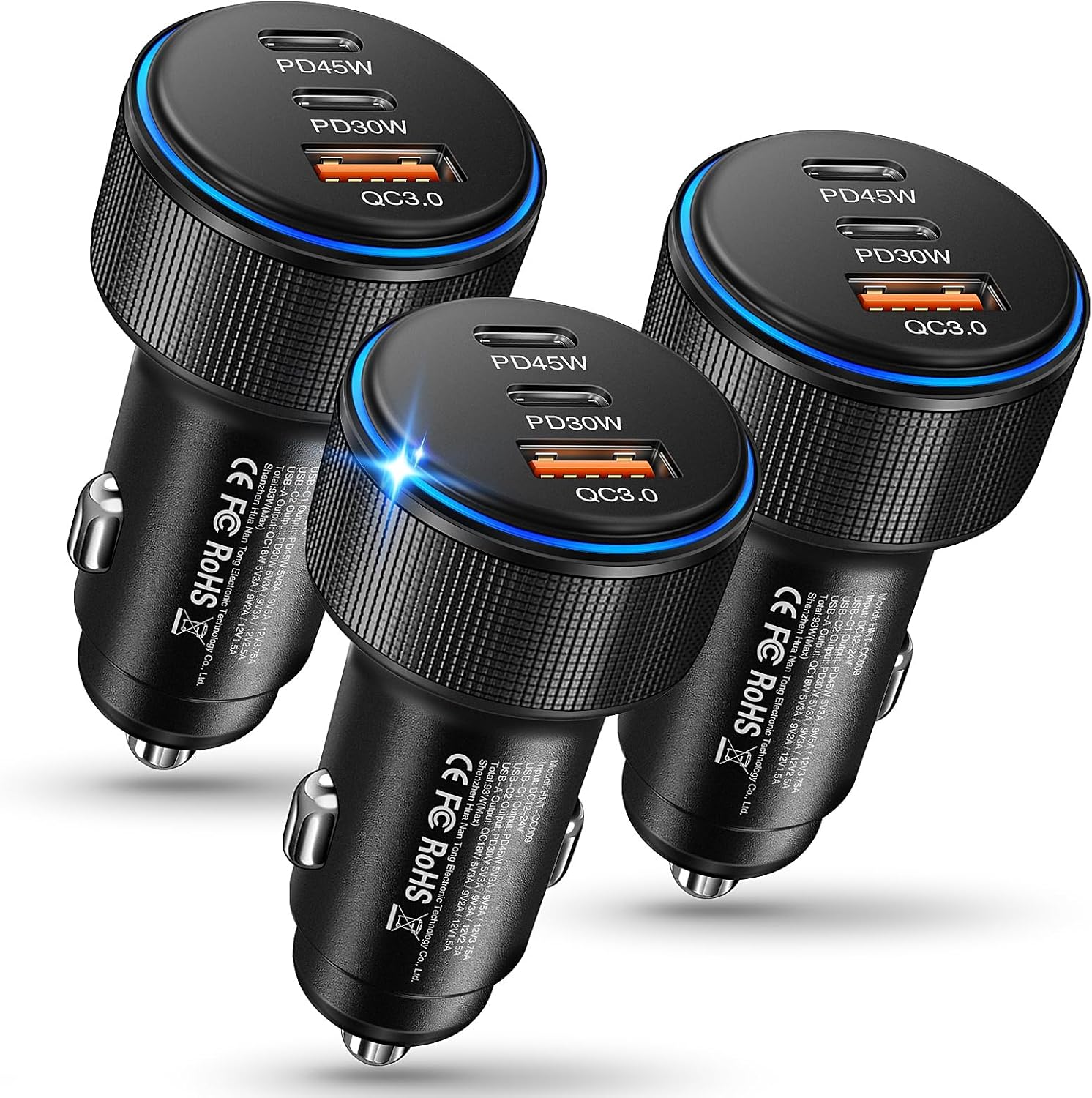 USB C Car Charger 3Pack, 3-Port...