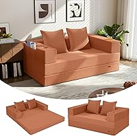 Vista 14 de COMAX Sofá cama futón, sofá cama convertible 4 en 1, sofás plegables sin hueso para sala de estar, plegable pequeño sofá biplaza plegable en el Verde