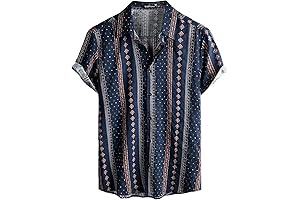 Classic Hawaiian Floral Mens Vintage Button Down Shirt