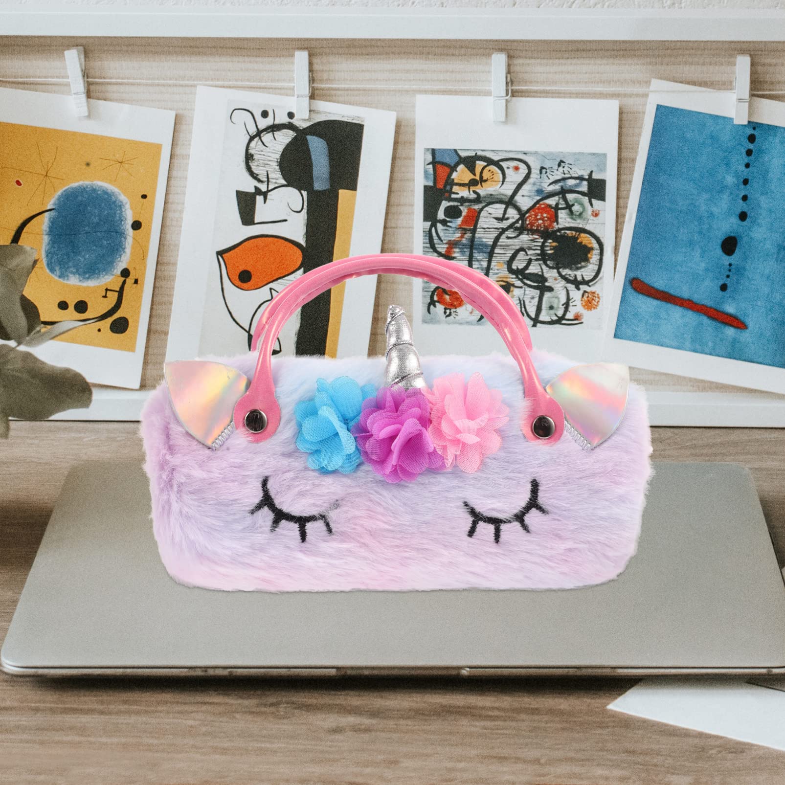 3pezzi Custodia Per Forma Di Unicorno Peluche Portatile e Resistente Per Ragazzo Ragazza Astuccio Per Sole e Maneggevole e Facile Da Aprire Per Ragazze