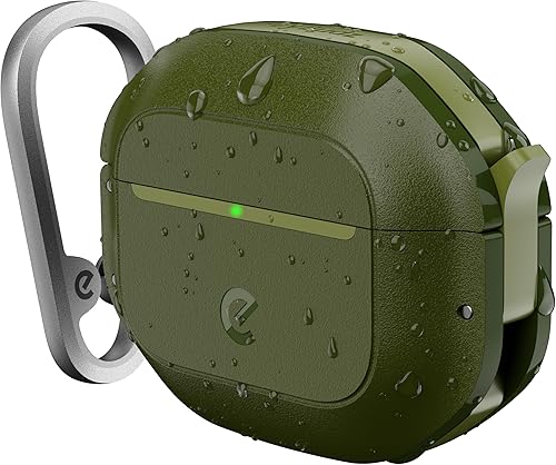 Keybudz Funda para AirPods 4 con candado, funda totalmente impermeable para AirPods de 4 generación, llavero, protección resistente y resistente,