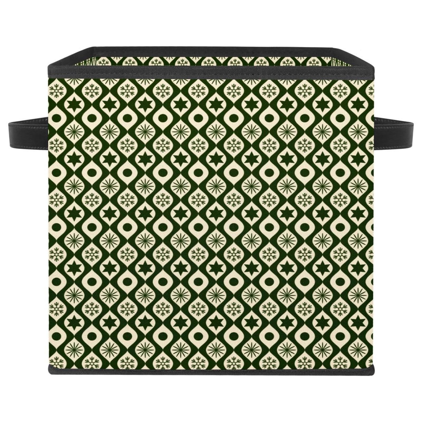 Boîte de rangement pliable en tissu vert avec motif de Noël pour placard