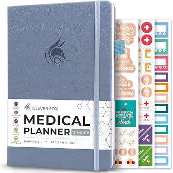 Clever Fox Medical Planner, Patients Journal Organizer 5.8x8.3 Windy Blue