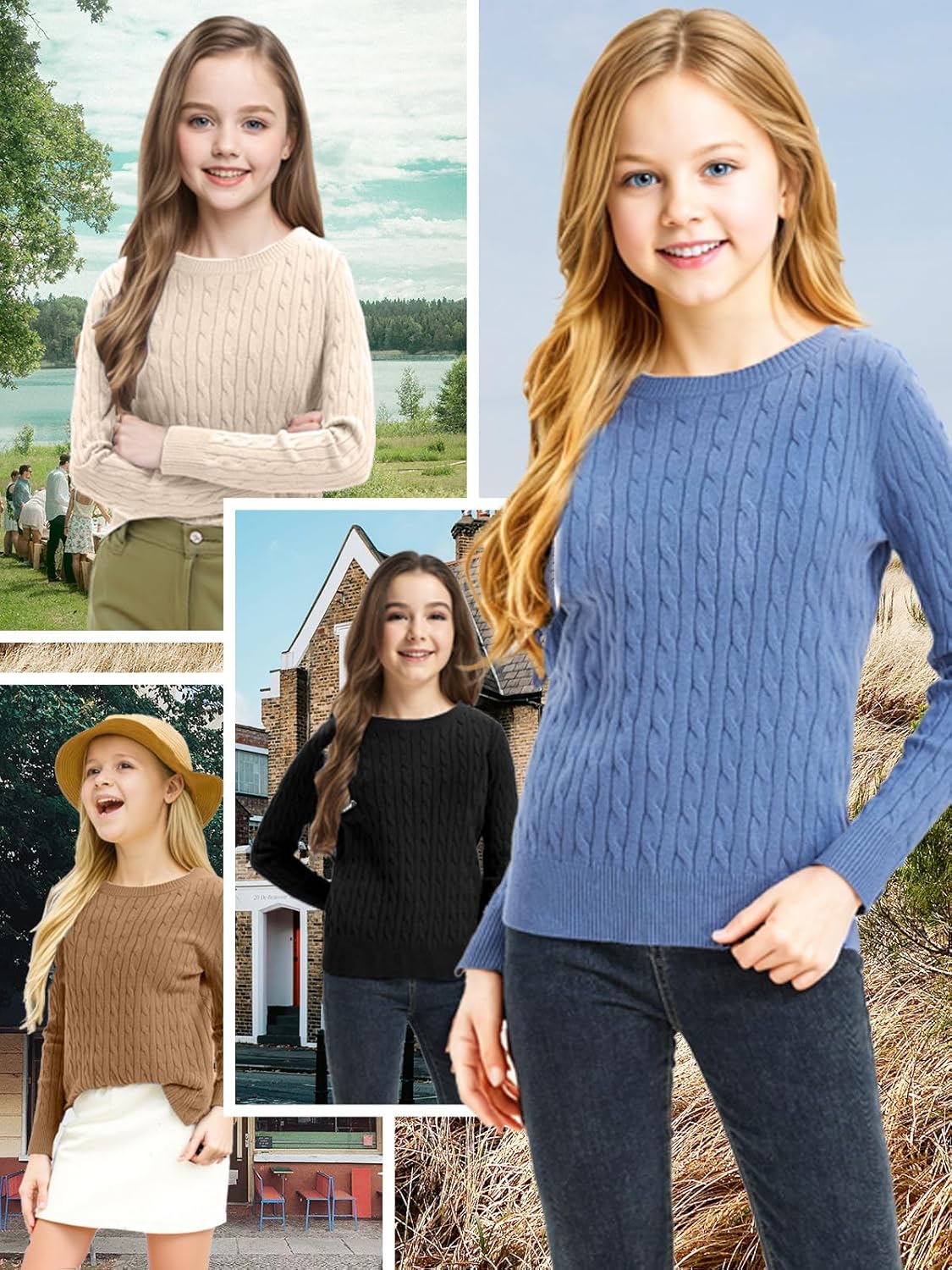 Girls Heart Sweaters Valentine Outfits Activity Tops Kids Teen Clothes Fashion Long Sleeve Cable Knit Casual Pullover - Image 5