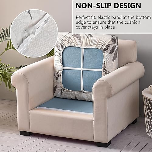 Miniatura 5 de KRFOONN Fundas elásticas de cojín de repuesto impresas para sofá, protector de muebles, fundas de cojín lavables con parte inferior elástica (S, A1)