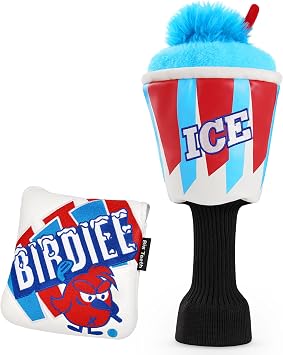 غطاء سائق الجولف ذو الأسنان الكبيرة، كوب ICE Slushie، أغطية السائق لنوادي الجولف، غطاء مضرب مطرقة الجليد المتجمد المضحك، اللون الأزرق والأحمر
