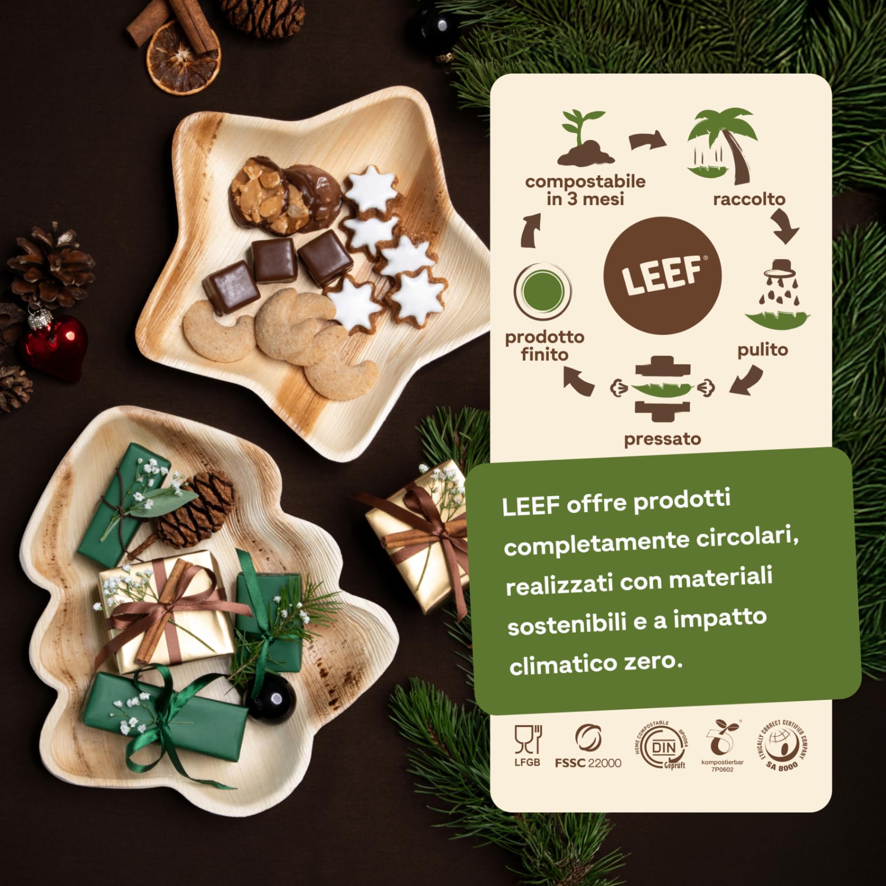 Leef® Piatti foglia di Palma [23 x 16 cm] piatti usa e getta come alternativa ai piatti carta [50 pz] piatti di carta eleganti come piatti carta compleanno | piatti compostabili finger food
