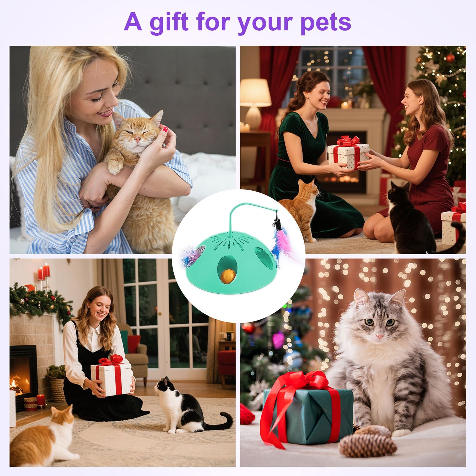 Juguetes para gatos, juguete interactivo para gatos de interior, juguete interactivo automático para gatitos, pluma aleteante, bolas de pista, juguetes de enriquecimiento de plumas