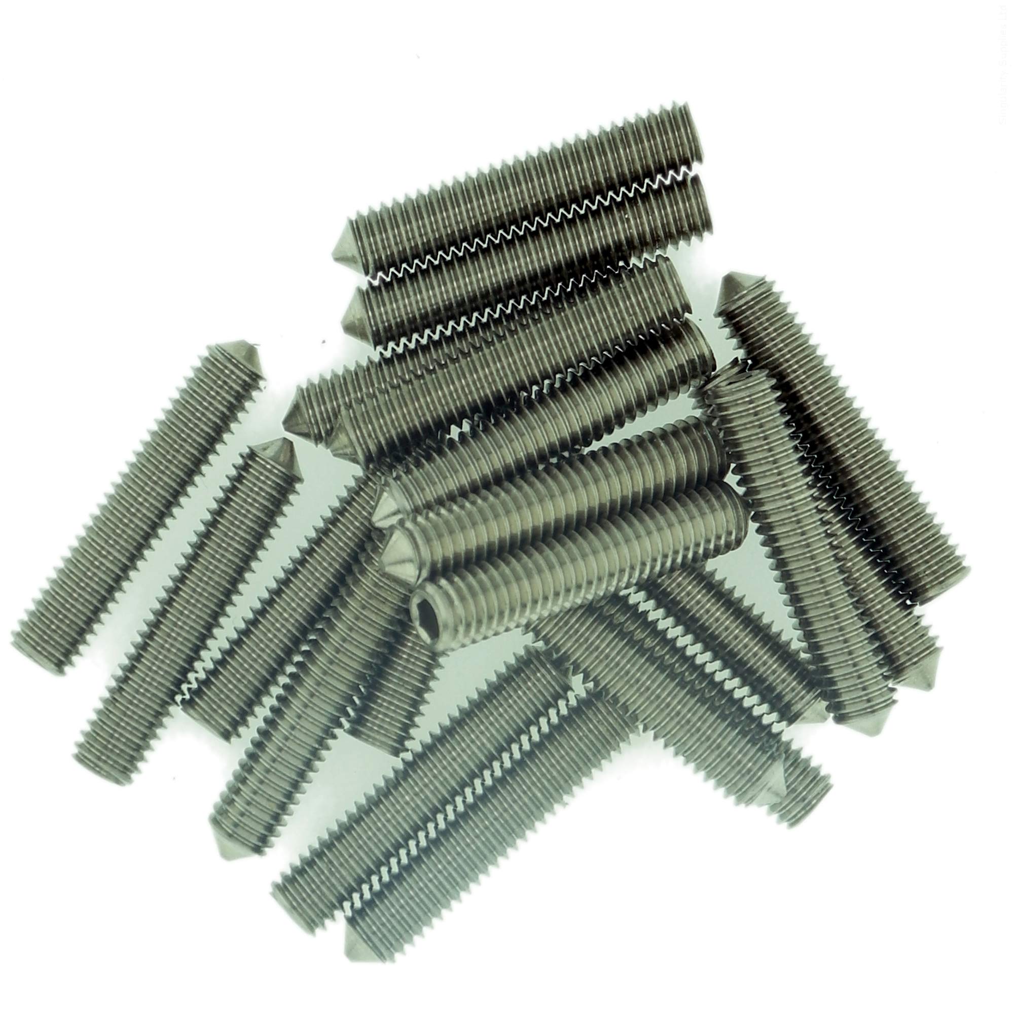 Singularity Supplies M4 (4Mm X 25Mm) Hex Socket Grub Screw (Cone Point) - Stainless Steel (A2) (Pack Of 20)