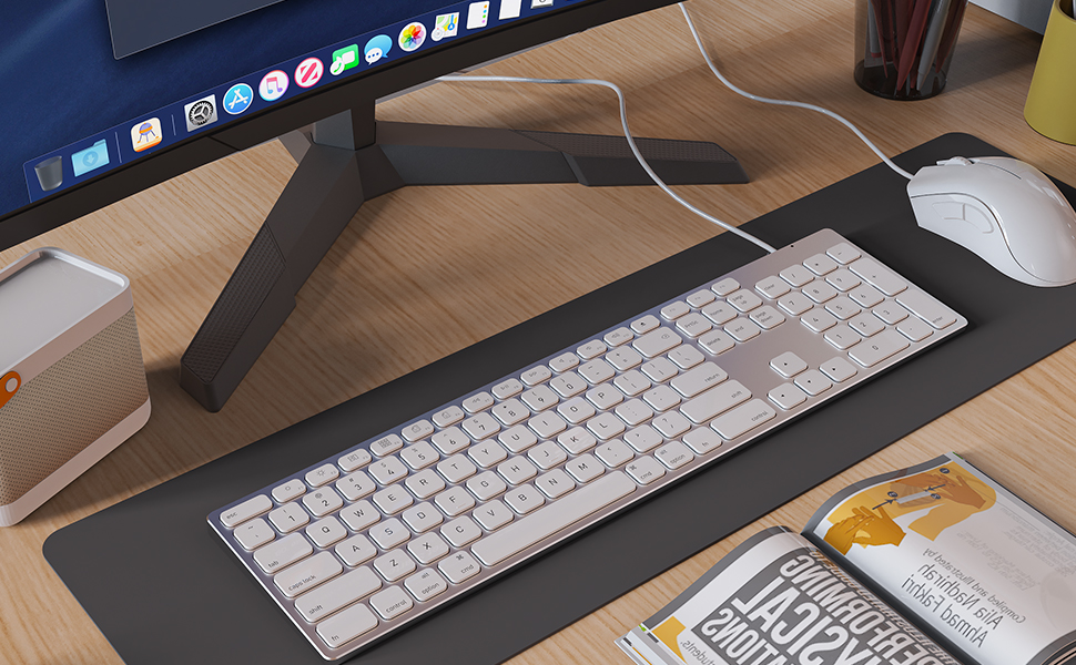 All-Aluminum Wired Mac Keyboard with USB-A/USB-C 2-in-1 Plug-and