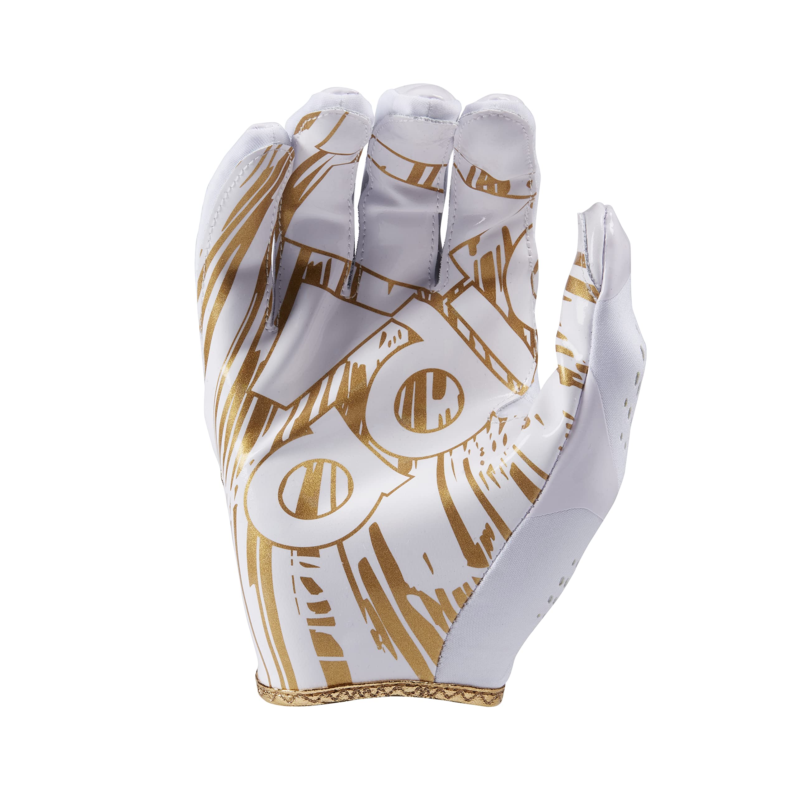 adidas Adizero 12 Football Receiver Gloves, White/Metallic Gold, Medium