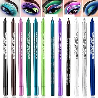 QOOWFEANIG 12 Colored Eyeliners Pen Set, Pearl Eyeliner Kit, Colorful Eyeliner Pencils Glitter Eye Liners for Women, Eye Shadow Pencil, Lip Liner, Professional Eye Makeup Set with Cosplay Makeup
