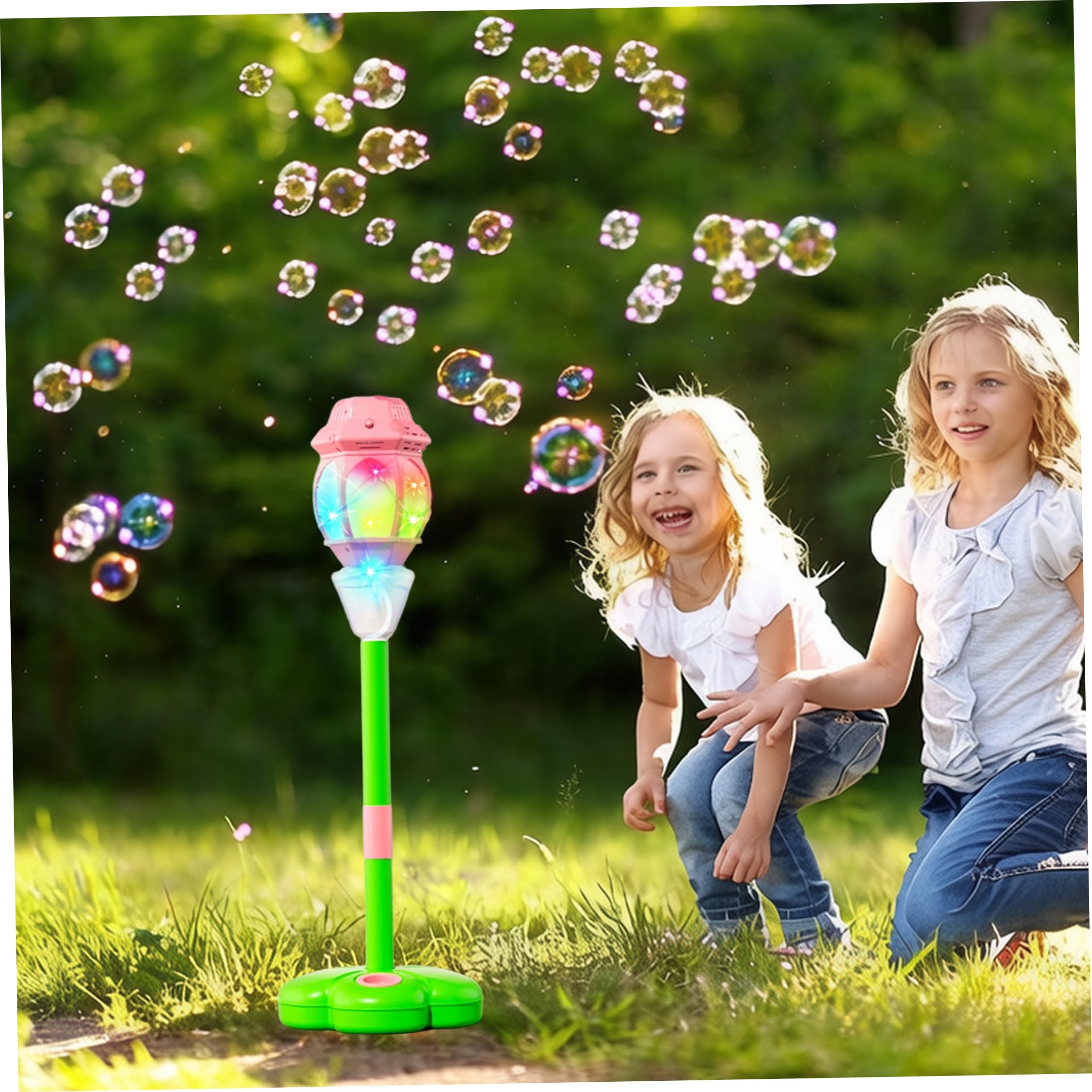 Máquina automática de Burbujas, máquina de Burbujas para niños, soplador de un Toque con Luces Led y música, Recargable por Control Remoto
