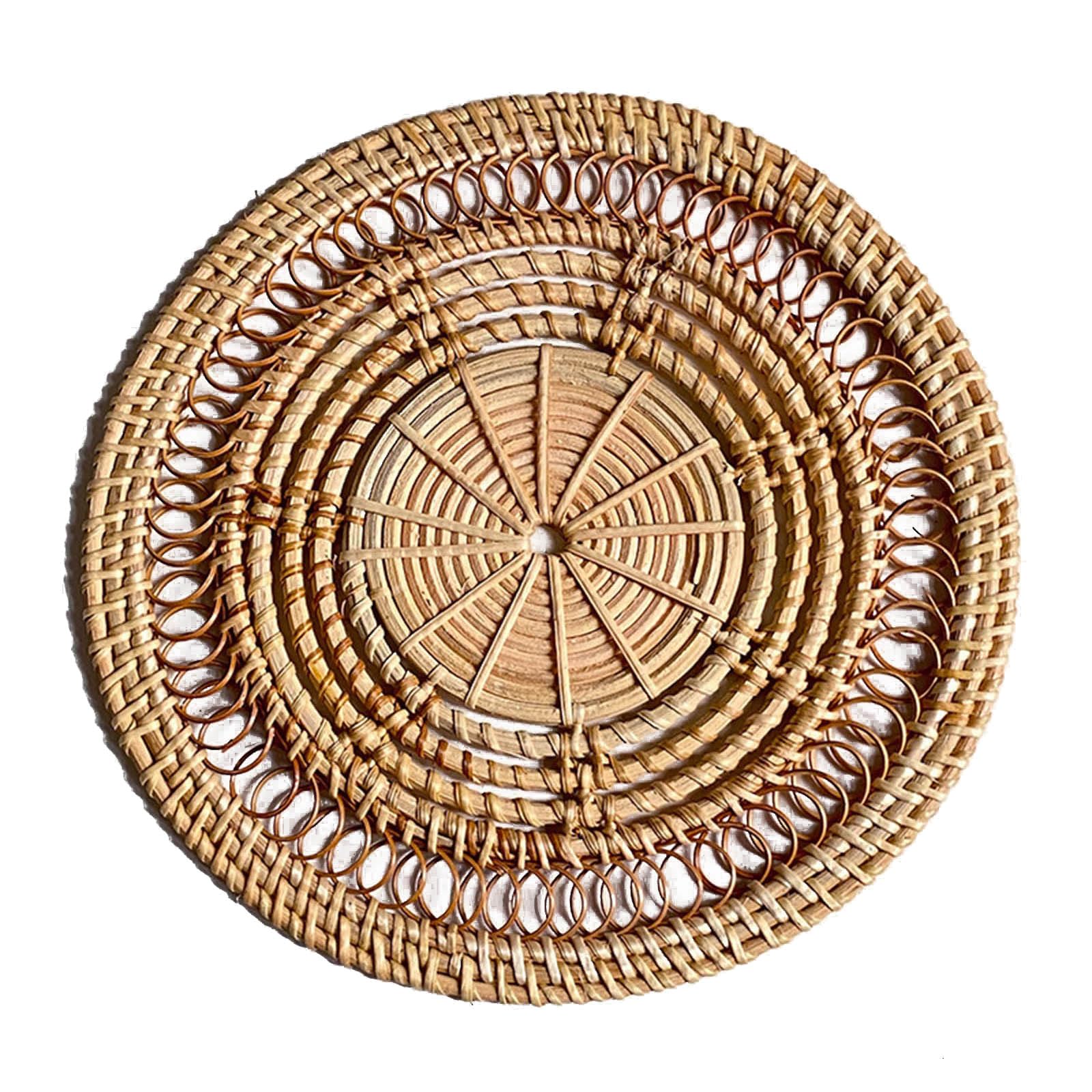 Buxuaaaa Nordic Wall Hanging Baskets Wall Basket Decor Hollow Woven Rattan Multi Functional and Stylish Handcrafts Versatile Wicker Tray Decorations Wicker Decor for Home and Farmhouse