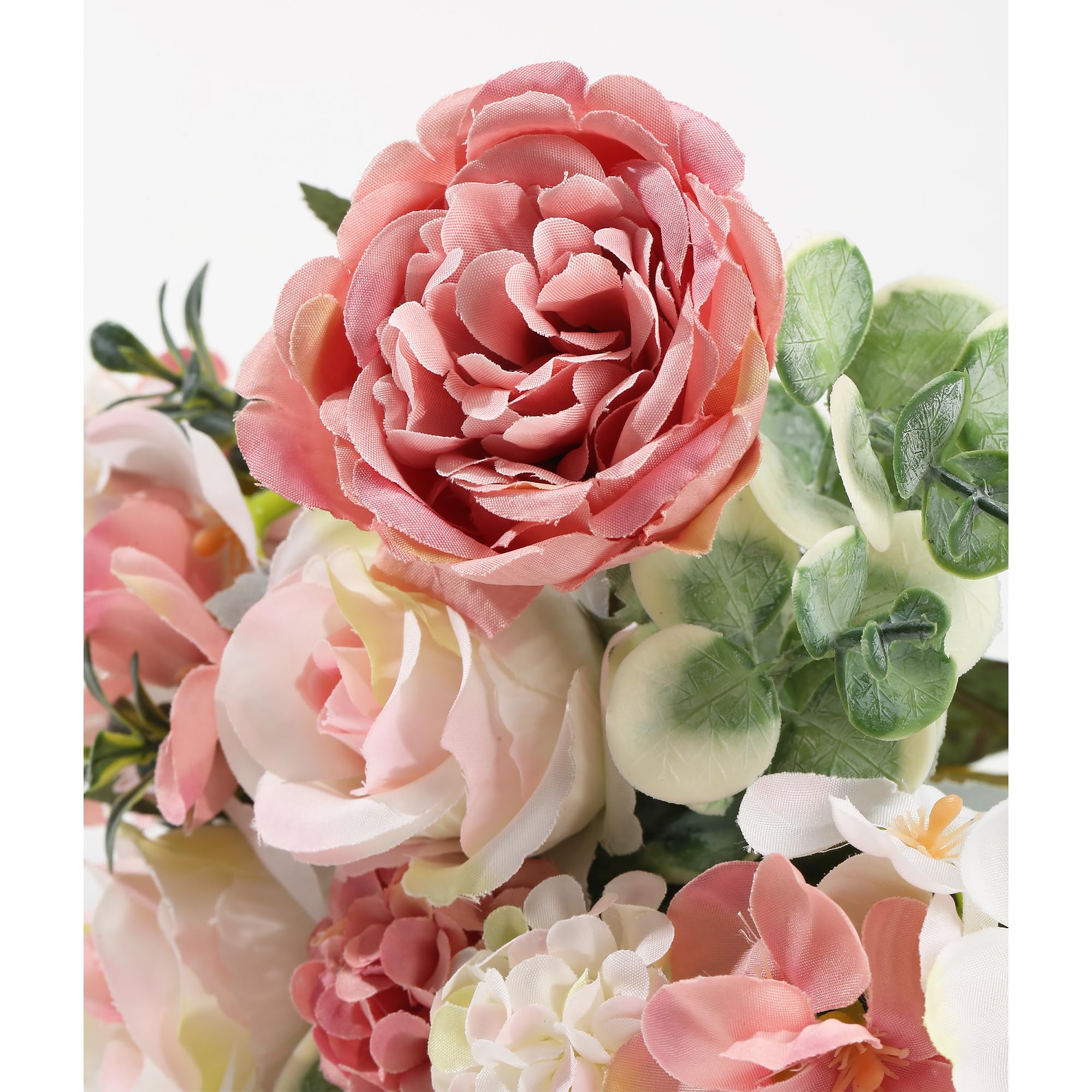 HNVNER 2 Ramo de Flores Artificiales Decoracion, Flor Falsa Peonía Seda Artificial Rosas Hydrangea Flower para Bodas, Hogar, Hotel, Decoración de Fiestas, Centros de Mesa (Rosa)